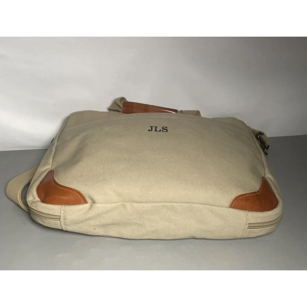 Vintage Lands End Canvas Leather Duffle Weekender Bag USA Made